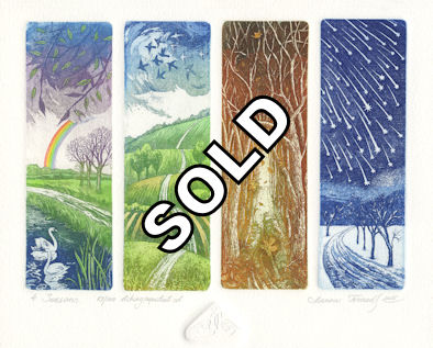 4 plate etching depicting seasonal memories of a childhood