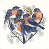 orginal etchings of bluebirds in the shape of a heart