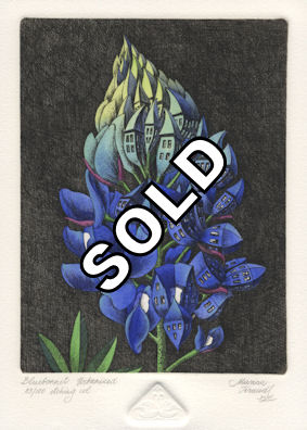 a bluebonnet flowre that has become urbanized