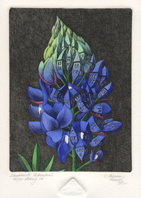 a bluebonnet flowre that has become urbanized