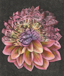 image of a dahia flower that contains homes in the style of san francisco