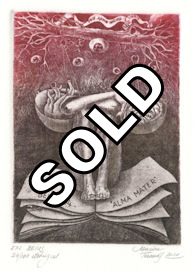 an ex libris for an alma mater depicting the balance between the heart and the mind