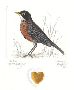 etching of a robin