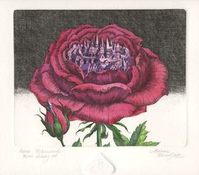etching of rose that is urbanized