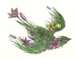 fantasy bird composed of wildflowers