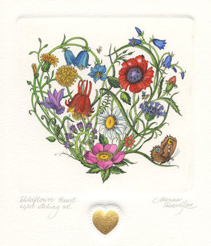 bouquet of wildflowers that form a heart