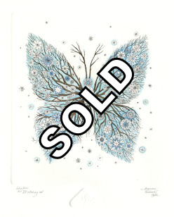 a fantasy butterfly with winter characteristics